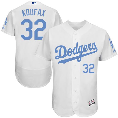 Dodgers #32 Sandy Koufax White Flexbase Authentic Collection Father's Day Stitched MLB Jersey - Click Image to Close